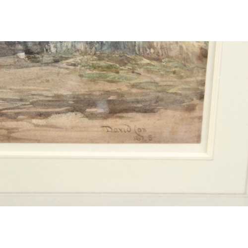 75 - DAVID COX (1783-1859) 'A cottage and byre at the edge of a wood' watercolour, signed and dated 1825,... 