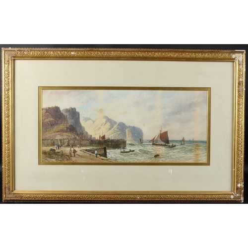 76 - LENNARD LEWIS (1826-1913) 'St Andrew's H.B' Coastal view with cliffs and harbour, watercolour, signe... 