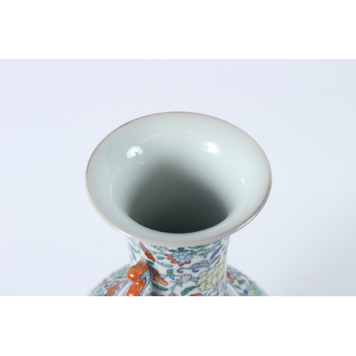 110 - A FINE CHINESE DUCAI VASE with hardwood stand. 36cms high.