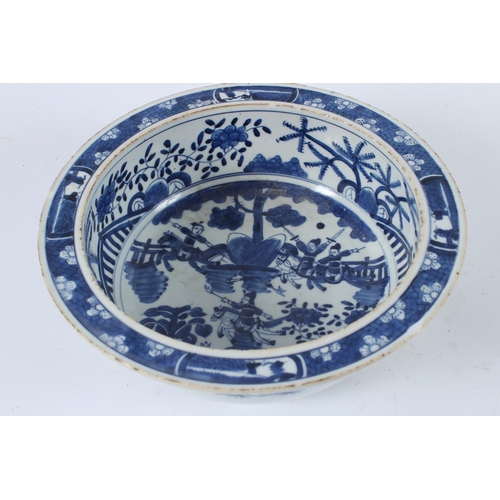 114 - A CHINSE REPUBLICAN BLUE AND WHITE BOWL. 26cms diameter.