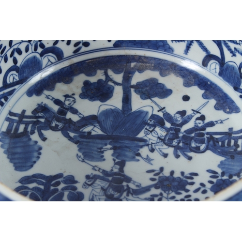 114 - A CHINSE REPUBLICAN BLUE AND WHITE BOWL. 26cms diameter.