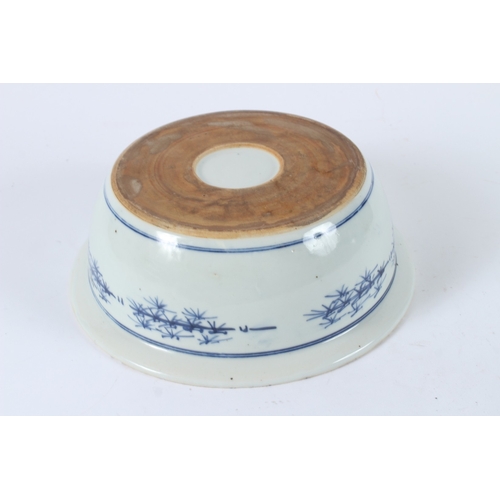 114 - A CHINSE REPUBLICAN BLUE AND WHITE BOWL. 26cms diameter.