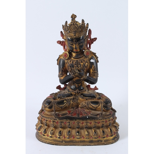 120 - A GILT BRONZE VAJRASATTVA BUDDHA. 32cms high.