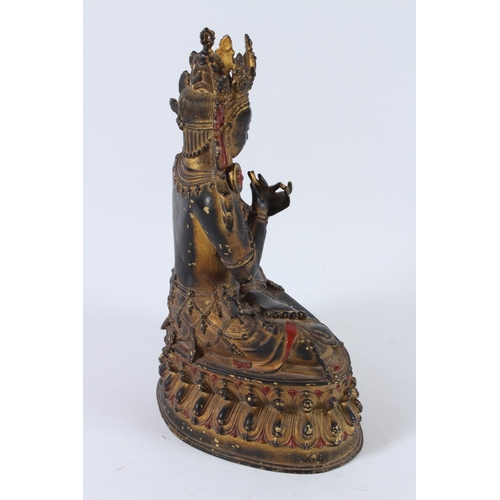 120 - A GILT BRONZE VAJRASATTVA BUDDHA. 32cms high.