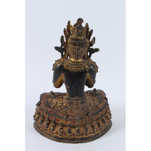 120 - A GILT BRONZE VAJRASATTVA BUDDHA. 32cms high.