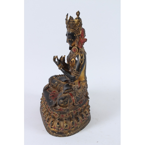 120 - A GILT BRONZE VAJRASATTVA BUDDHA. 32cms high.