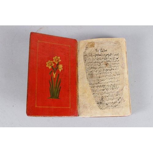 132 - A SMALL QAJAR QURAN 19TH CENTURY IRAN. 15cms long x 9cmswide x 2cms deep with nice painted lacquer b... 