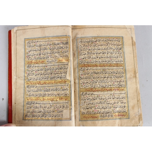 132 - A SMALL QAJAR QURAN 19TH CENTURY IRAN. 15cms long x 9cmswide x 2cms deep with nice painted lacquer b... 
