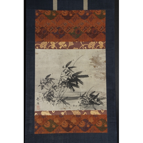 185 - A JAPANESE SCROLL. Landscape with deer. VEDA KOCHE in a wooden box. PROVENANCE: Christies: 10th July... 