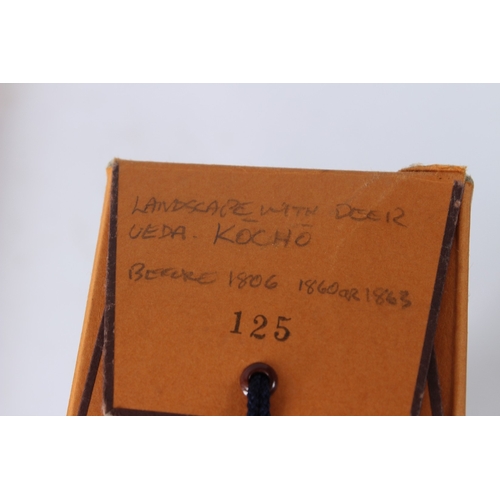 185 - A JAPANESE SCROLL. Landscape with deer. VEDA KOCHE in a wooden box. PROVENANCE: Christies: 10th July... 