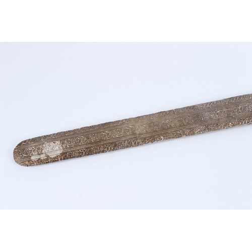 199 - AN OMANI SOLID SILVER CASED SWORD. 100cms long.