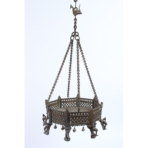 225 - A 19TH CENTURY INDIAN BRONZE OR BRASS BRAZIER. 23cms wide.