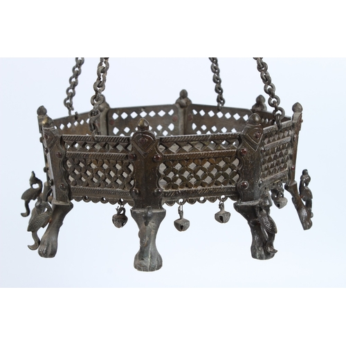 225 - A 19TH CENTURY INDIAN BRONZE OR BRASS BRAZIER. 23cms wide.
