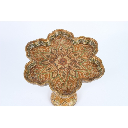 233 - A VERY FINE 19TH CENTURY INDIAN KASHMIRI PAINTED AND LACQUERED PAPIER MACHE TAZZA. 23cms high.