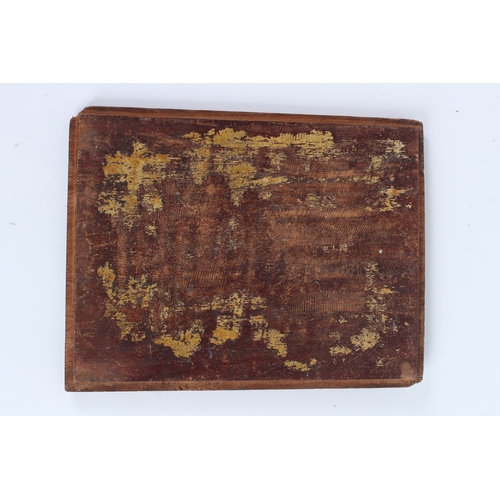 238 - A FINELY PAINTED INDIAN WOODEN PANEL. 28cms x 22cms.
