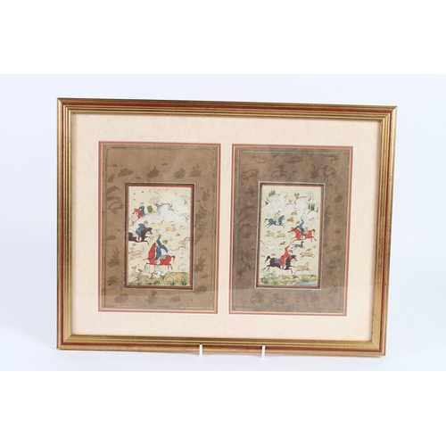 240 - A PAIR OF EARLY 20TH CENTURY PERSIAN PAINTINGS signed by Imami. Each 22cms x 14cms.