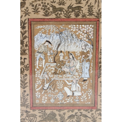 241 - TWO EARLY 20TH CENTURY PERSIAN PAINTINGS. 30cms x 16cms.