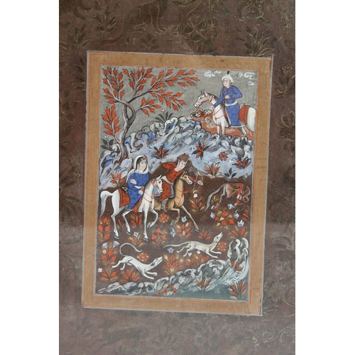 241 - TWO EARLY 20TH CENTURY PERSIAN PAINTINGS. 30cms x 16cms.