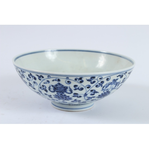 75 - A CHINESE BLUE AND WHITE BOWL. 19cms diameter.