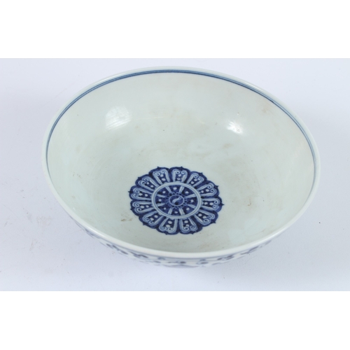 75 - A CHINESE BLUE AND WHITE BOWL. 19cms diameter.