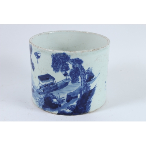 78 - A CHINESE BLUE AND WHITE BRUSHPOT. 18cms diameter.