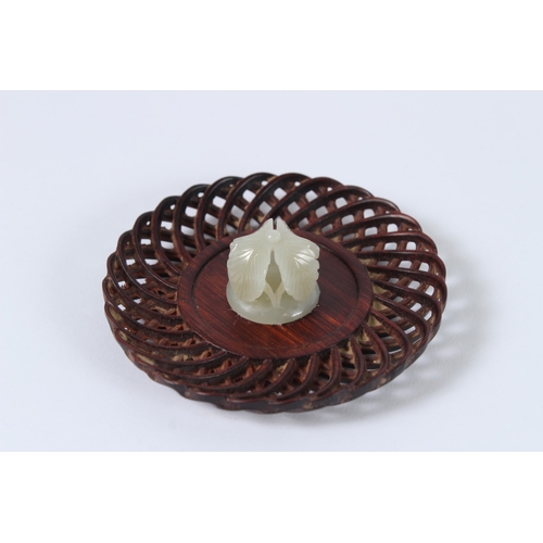 88 - A VERY FINE 19TH CENTURY CHINESE JADE OPENWORK CARVING depicting a small tree with a wooden open wor... 