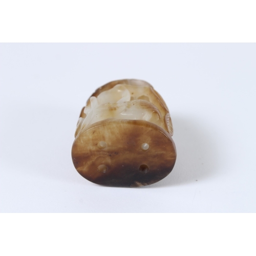 89 - A FINE 19TH CENTURY JADE CARVING depicting cranes and foliage
4.5cms.
