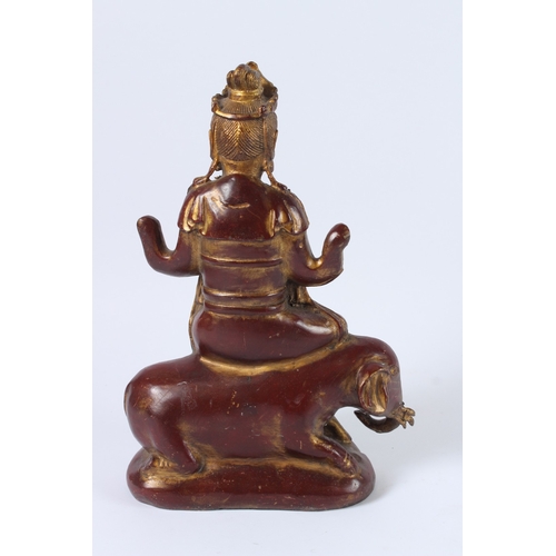 92 - A GILT BRONZE SAMANTABHADRA BUDDHA. 32cms high.
