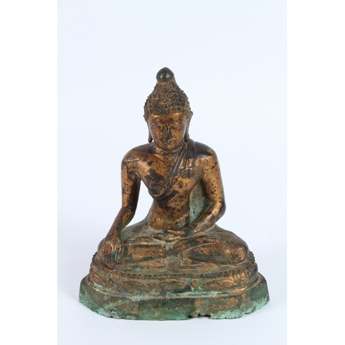 218 - A FINE TIBETAN OR SOUTH EAST ASIAN GILDED BRONZE BUDDHA. 19cms high.