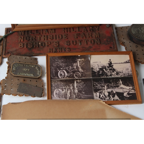 A COLLECTION OF TRACTION ENGINE SIGNS, BADGES, PHOTOGRAPHS and related ...