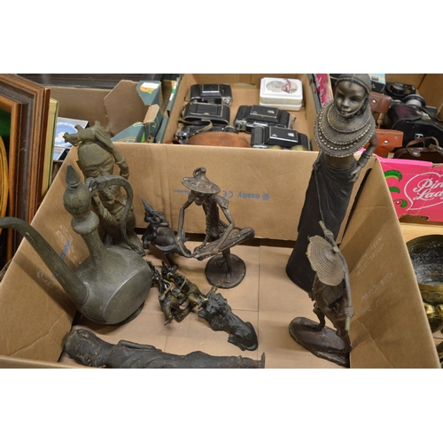 578 - Benin style bronze figure and related items.
