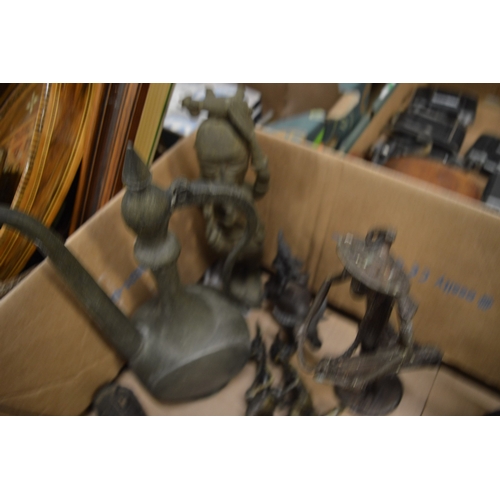 578 - Benin style bronze figure and related items.