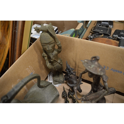 578 - Benin style bronze figure and related items.