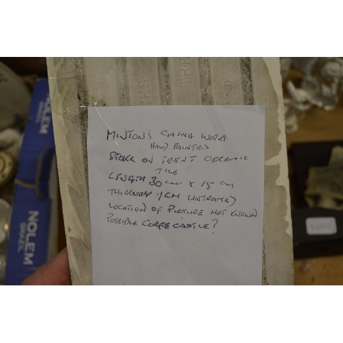 581 - A group of tile pictures, mostly framed and glazed.