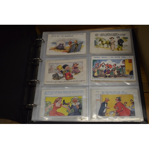 585 - An album containing a good collection of saucy postcards.