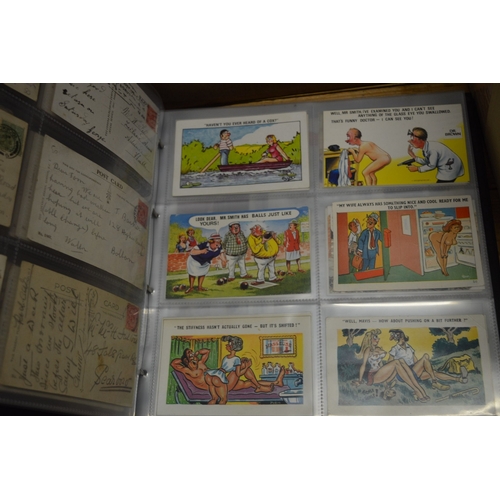 585 - An album containing a good collection of saucy postcards.