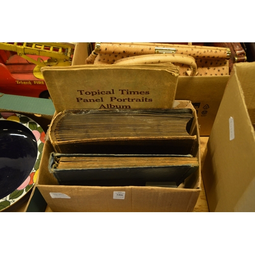 586 - A collection of cigarette cards in albums plus loose cards and The Topical Times Panel Portrait albu... 