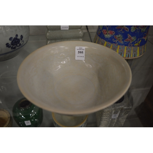 595 - A Chinese pale celadon glazed porcelain bowl.