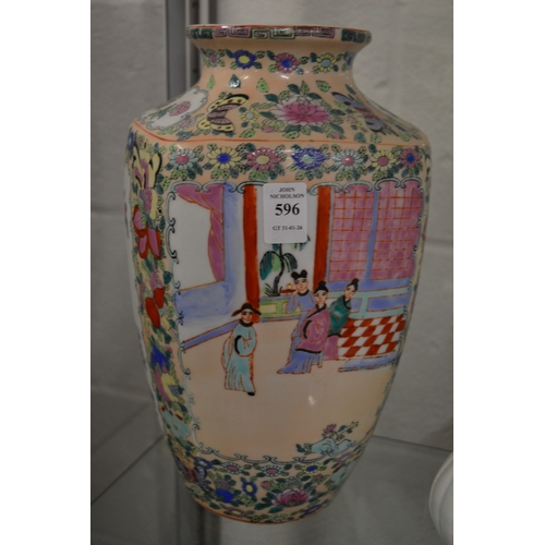 596 - A large Chinese famille rose vase.