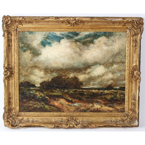 102 - THOMAS WILLIAM MORLEY (1859-1925)  Landscape with track and figure in a cart  oil on canvas  signed