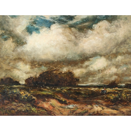 102 - THOMAS WILLIAM MORLEY (1859-1925)  Landscape with track and figure in a cart  oil on canvas  signed