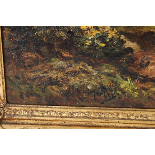 102 - THOMAS WILLIAM MORLEY (1859-1925)  Landscape with track and figure in a cart  oil on canvas  signed