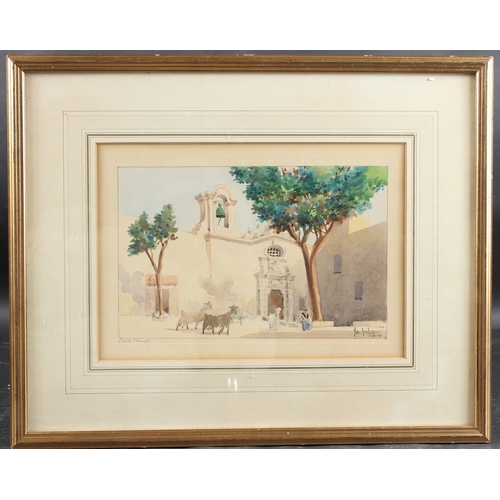 11 - JOSEPH GALEA (1904-1985)  Pieta Church Malta  watercolour,  signed,  19 x 29cm