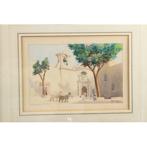 11 - JOSEPH GALEA (1904-1985)  Pieta Church Malta  watercolour,  signed,  19 x 29cm