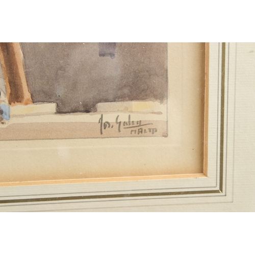 11 - JOSEPH GALEA (1904-1985)  Pieta Church Malta  watercolour,  signed,  19 x 29cm