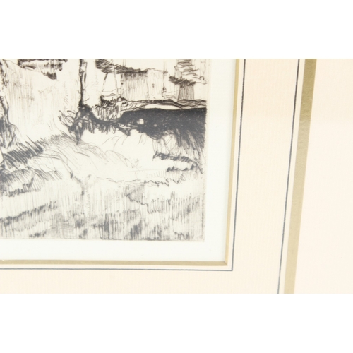 122 - MANNER OF RUSSELL FLINT  Nude descending steps from a wall  etching  22.5 x 17.5cm