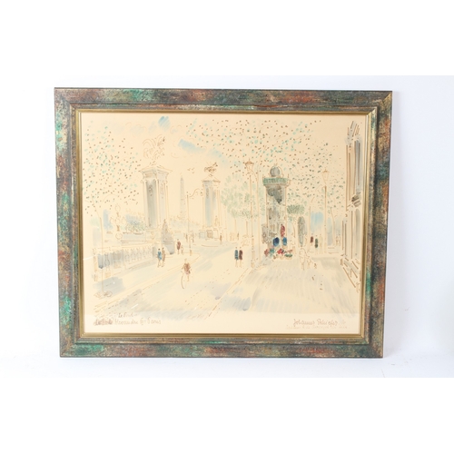 123 - FRENCH SCHOOL (20TH CENTURY)  Parisian street scene  colour print  56 x 71cm