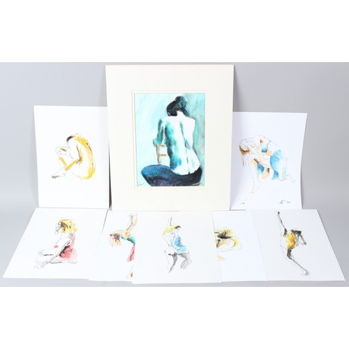 145 - JOHN SALKELD  'Lia'  ink and watercolour  signed and dated 2012  29.5 x 21cm  six others unsigned ex... 