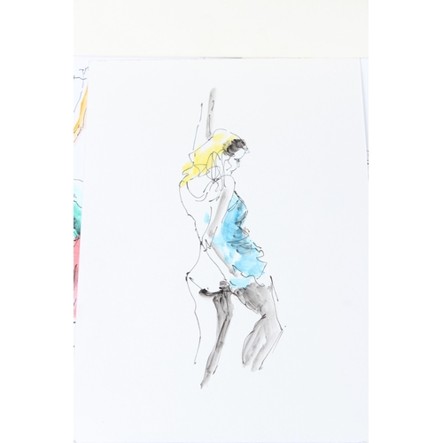 145 - JOHN SALKELD  'Lia'  ink and watercolour  signed and dated 2012  29.5 x 21cm  six others unsigned ex... 