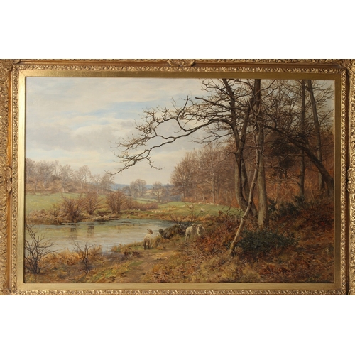 160 - FRANK WALTON (1840-1928)  Autumnal  river landscape  oil on canvas  signed  50 x 75cm